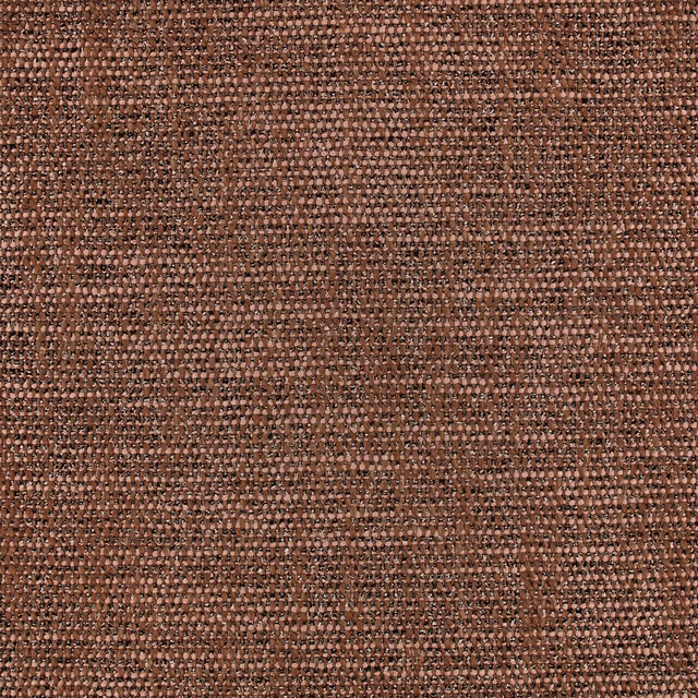 Warm henna-brown woven fabric with dense nubby texture and dark flecking