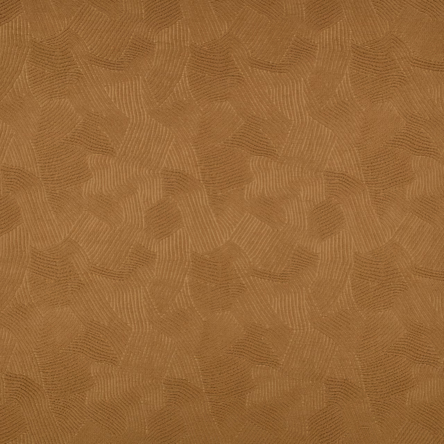 Warm cumin-brown woven fabric with subtle rippling linear motifs and tactile relief