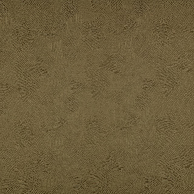 Muted olive-brown woven fabric with softly rippling abstract contour lines