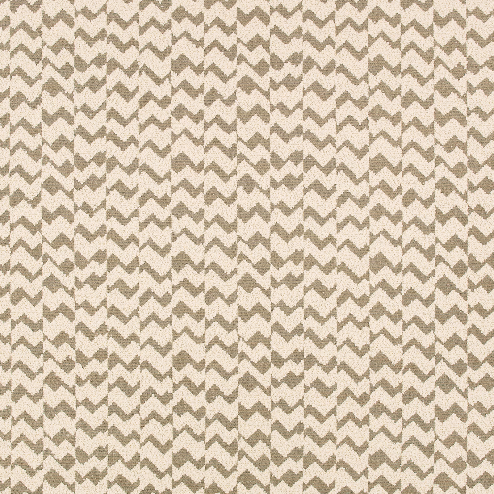 Warm cream woven textile with closely spaced taupe zigzag chevrons