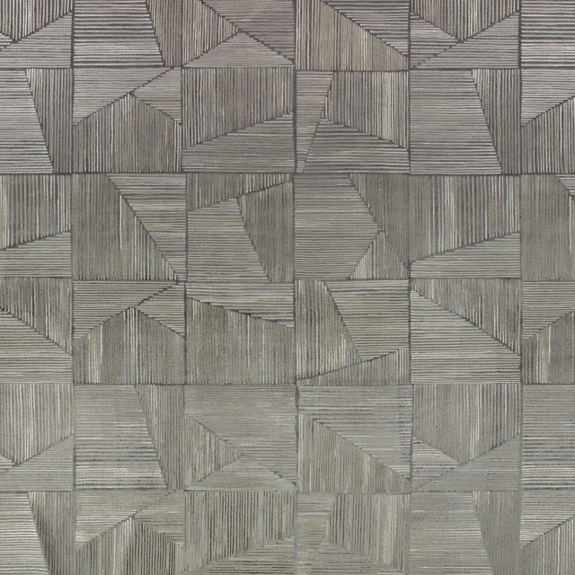 Cool indium-grey textile with angular blocks and fine directional linework
