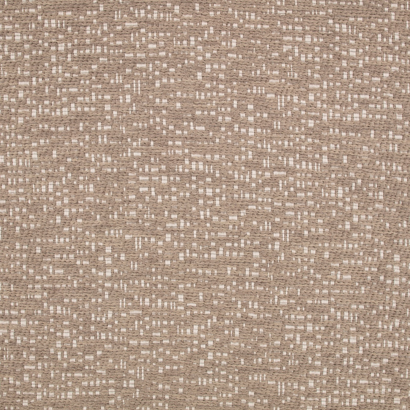 Warm taupe woven ground with scattered ivory flecks and nubby texture
