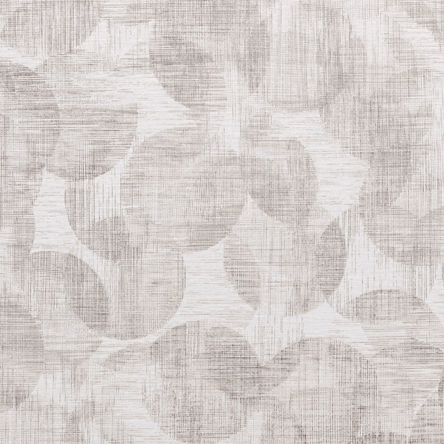 Pale greige fabric with oversized abstract shapes and fine crosshatched texture