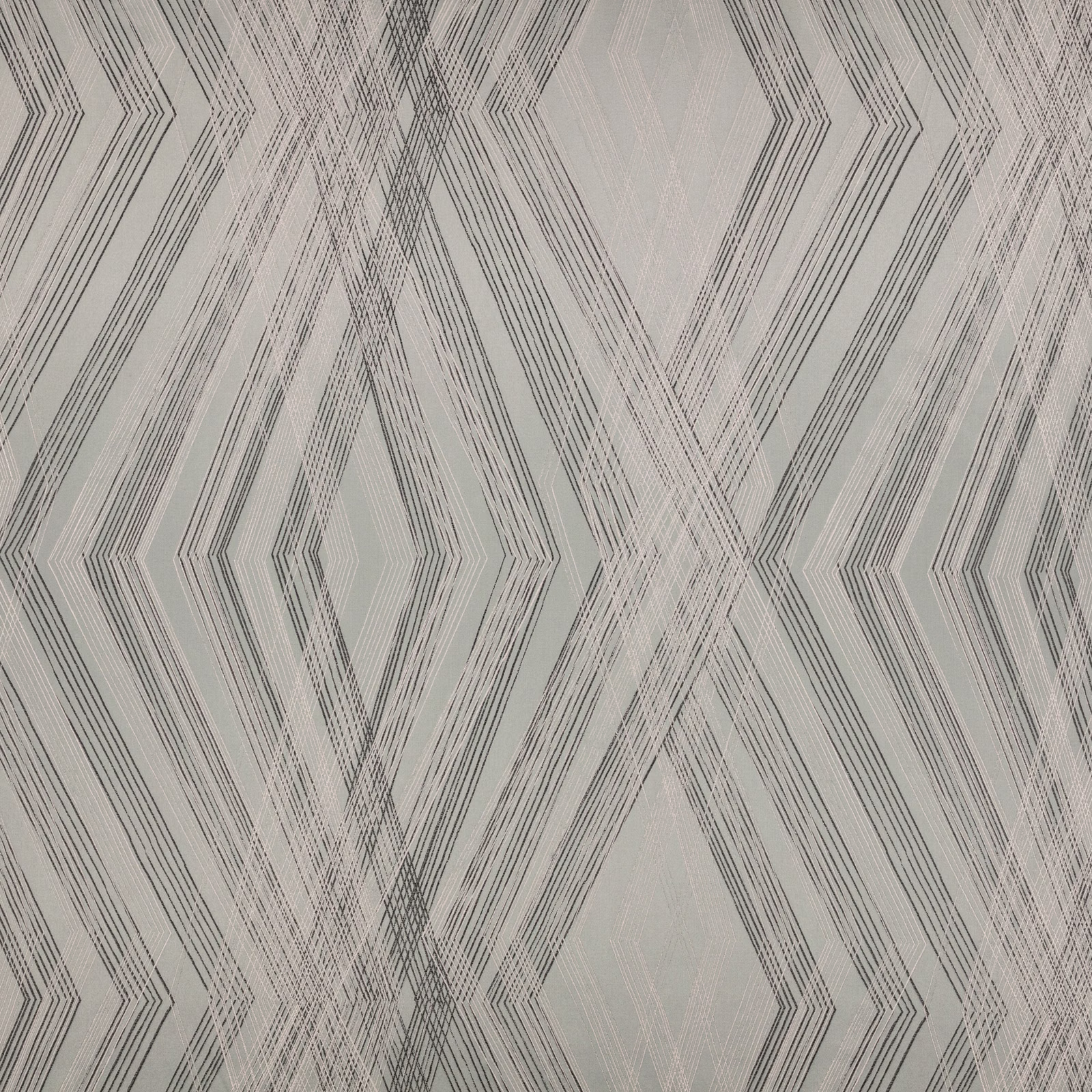 Pale mineral-grey textile with nested angular diamonds and fine intersecting lines