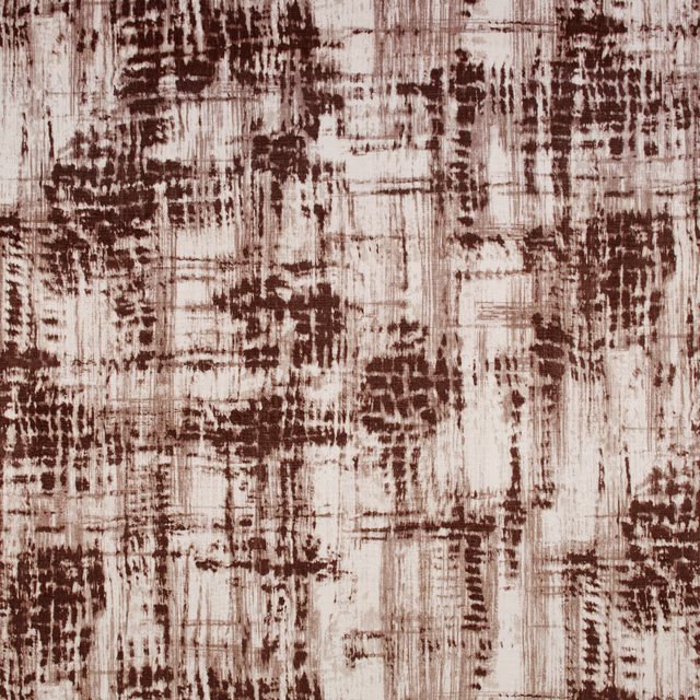 Rust-brown and ivory abstract brush-grid weave with pronounced vertical texture