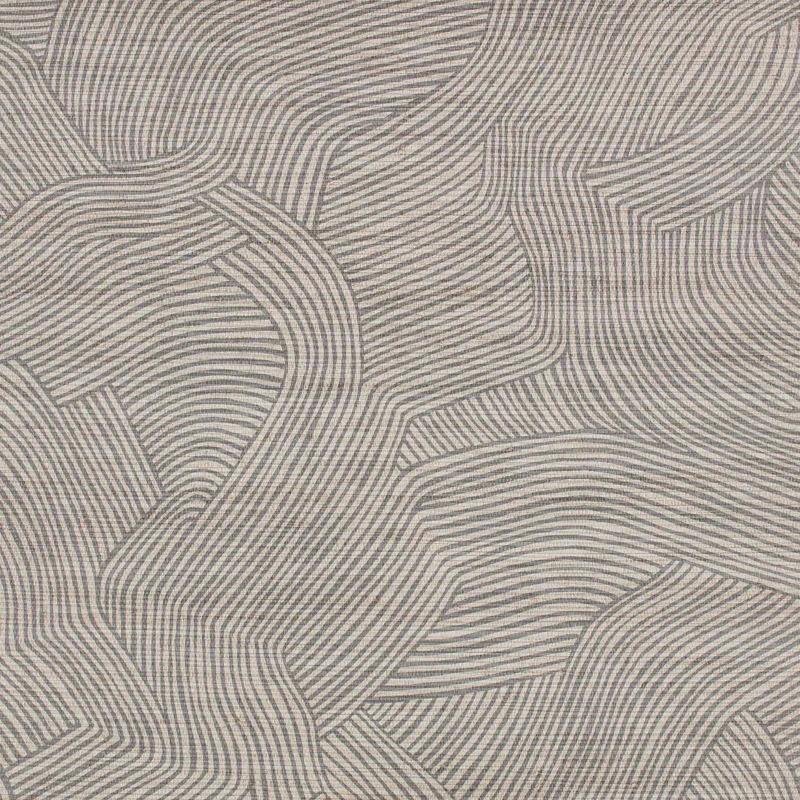 Charcoal contour lines forming overlapping organic shapes on a muted grey-beige wallpaper ground