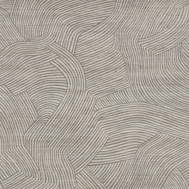 Charcoal contour lines forming overlapping organic shapes on a muted grey-beige wallpaper ground