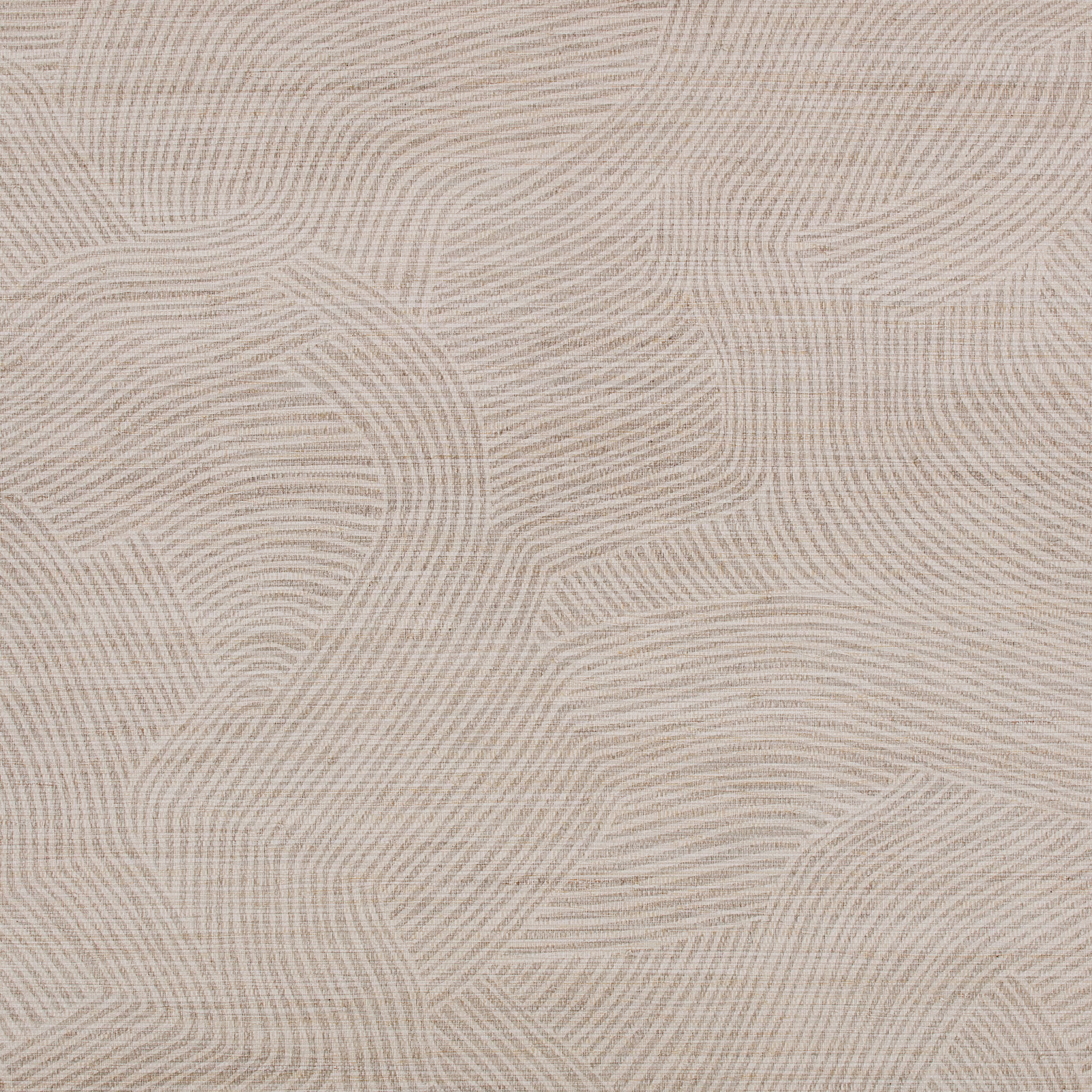 Soft greige taupe wallpaper with flowing fine-line wave motifs across the surface