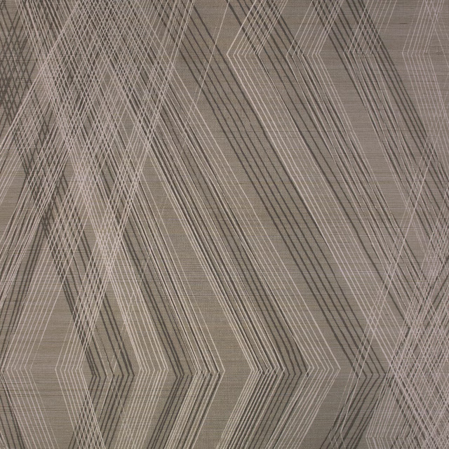 Warm ash-grey wallpaper with layered charcoal and pale diagonal chevrons