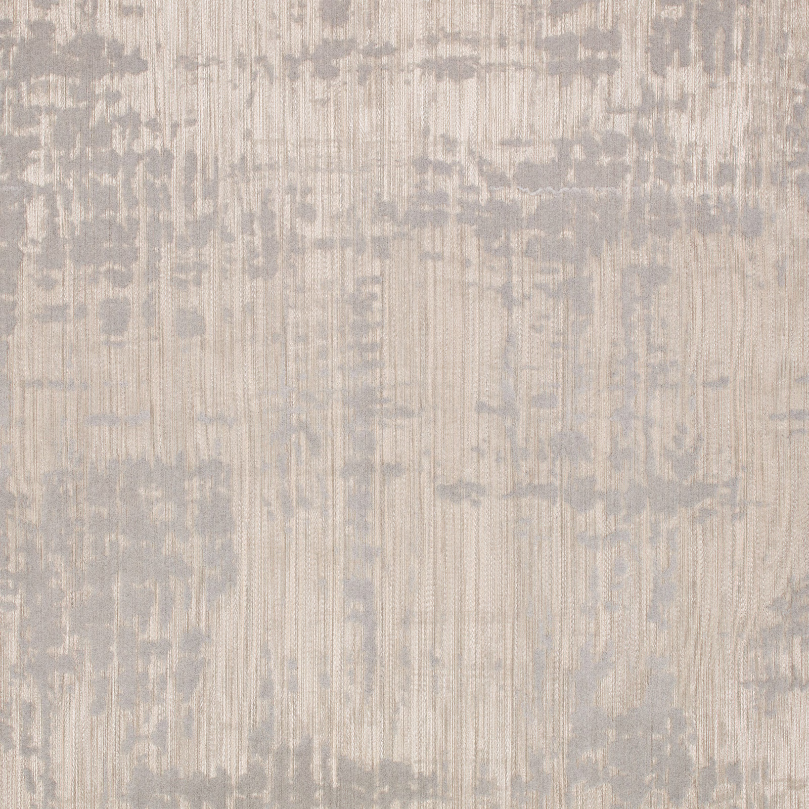 Pale steel-grey wallpaper with vertical striations and faded abstract grey patches