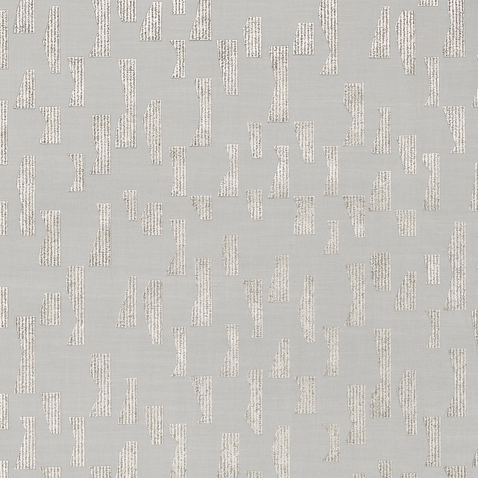 Pale cool-grey wallpaper with ivory-gold distressed vertical fragments in a scattered pattern