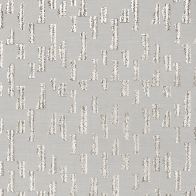 Pale cool-grey wallpaper with ivory-gold distressed vertical fragments in a scattered pattern