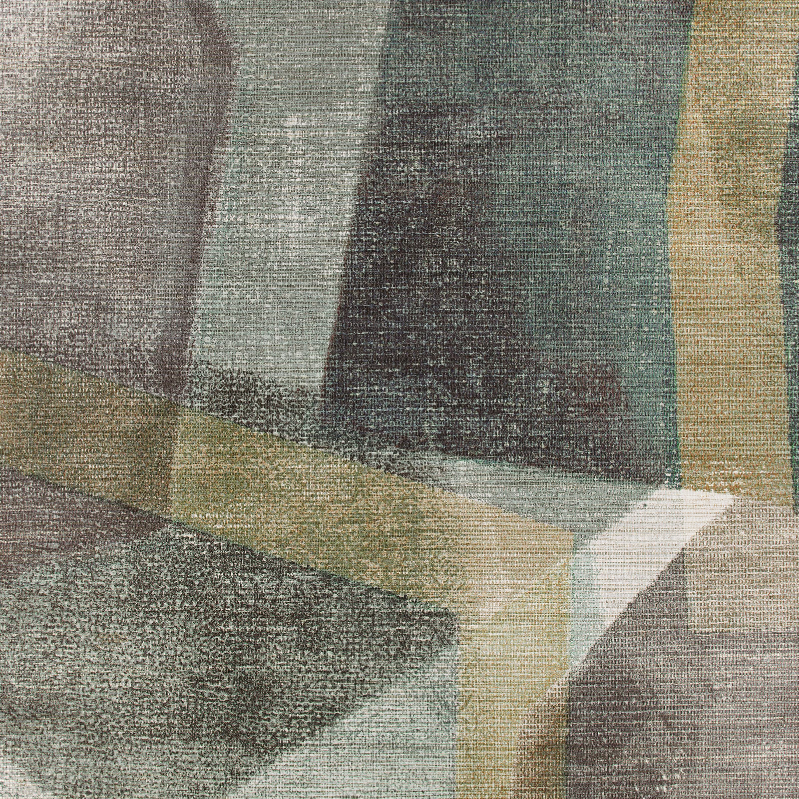 Jasper wallpaper with charcoal, sage, taupe and ochre abstract geometric blocks