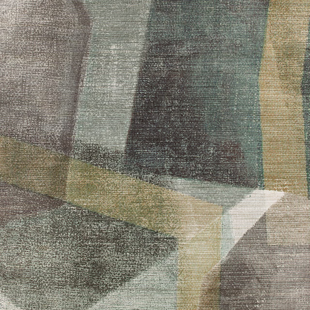 Jasper wallpaper with charcoal, sage, taupe and ochre abstract geometric blocks