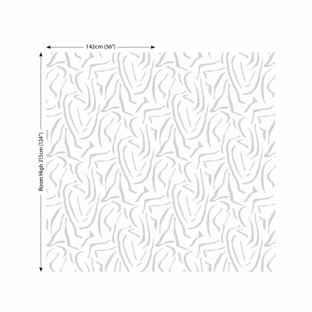Whitewash sheer with pale grey hand-drawn contour lines in repeating abstract forms