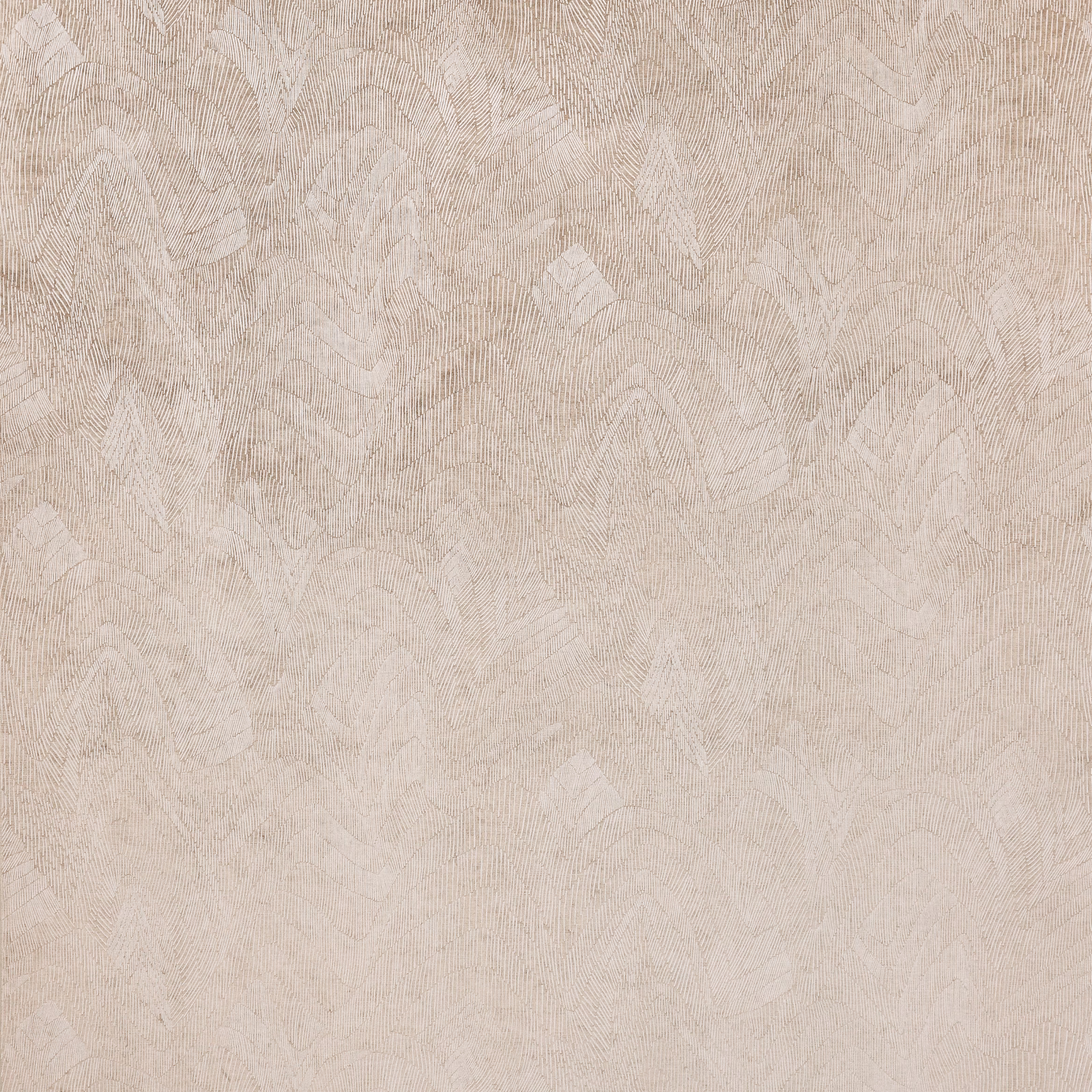 Warm buff textile with pale abstract foliage shapes and fine linear surface texture