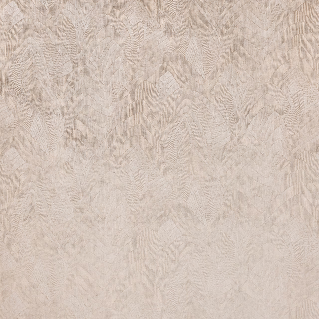Warm buff textile with pale abstract foliage shapes and fine linear surface texture