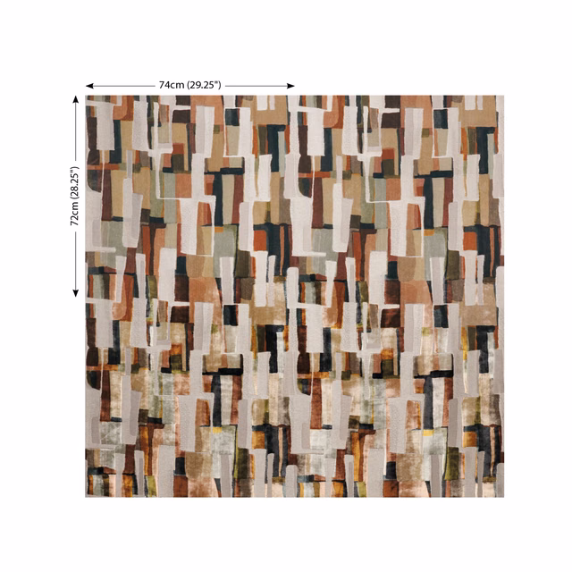 Sienna geometric textile with cream, charcoal, olive and rust-toned vertical blocks