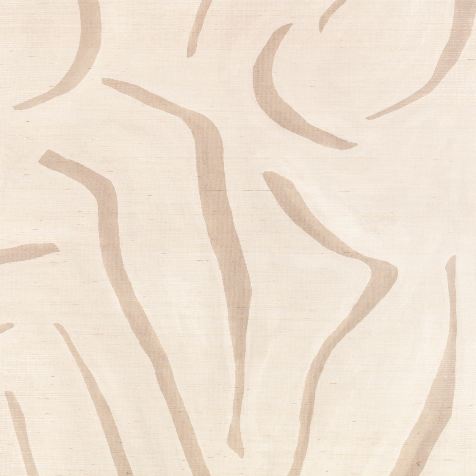 Ivory wallpaper with broad taupe contour lines and subtle horizontal texture