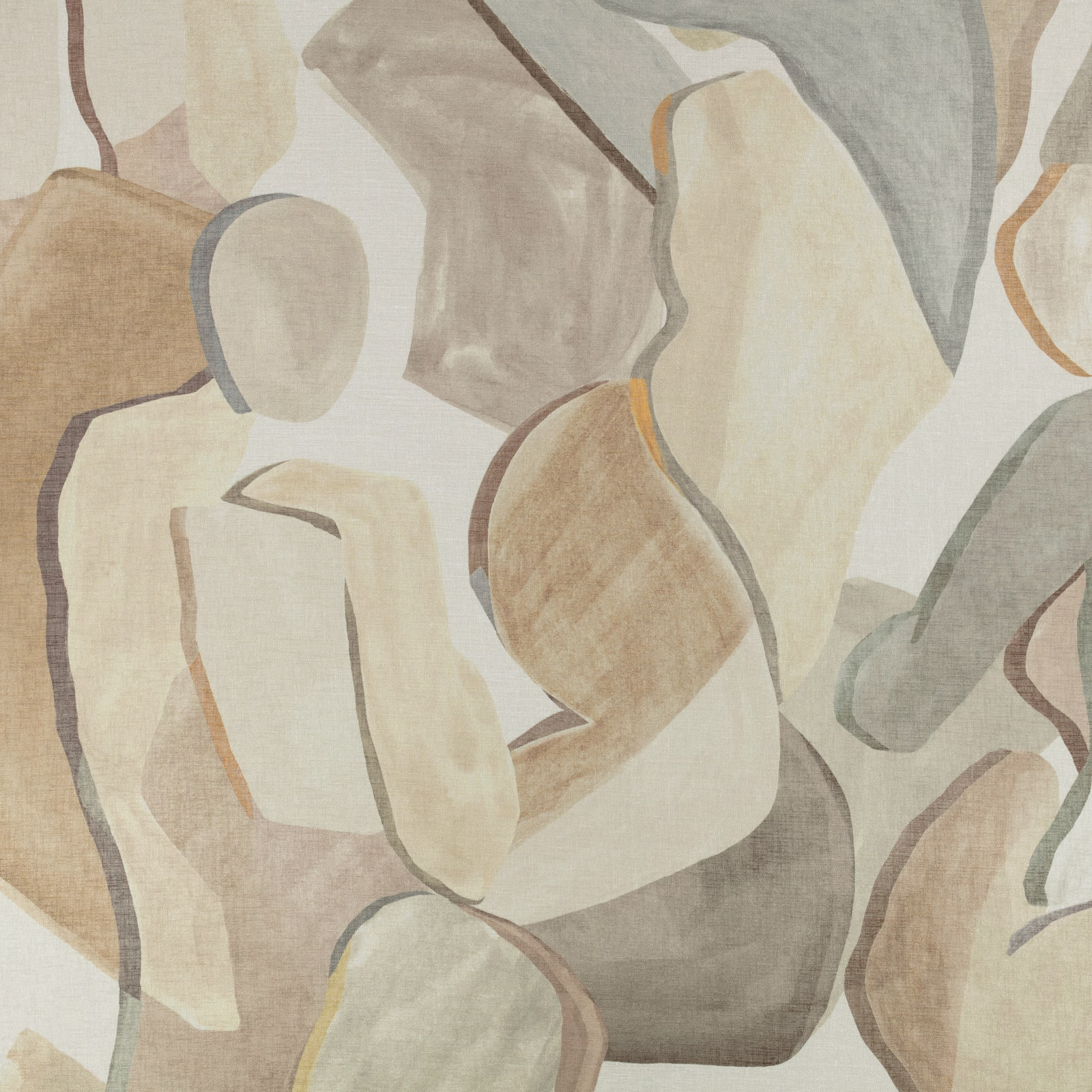 Large abstract wallpaper in chalk, sand, stone and muted grey organic shapes