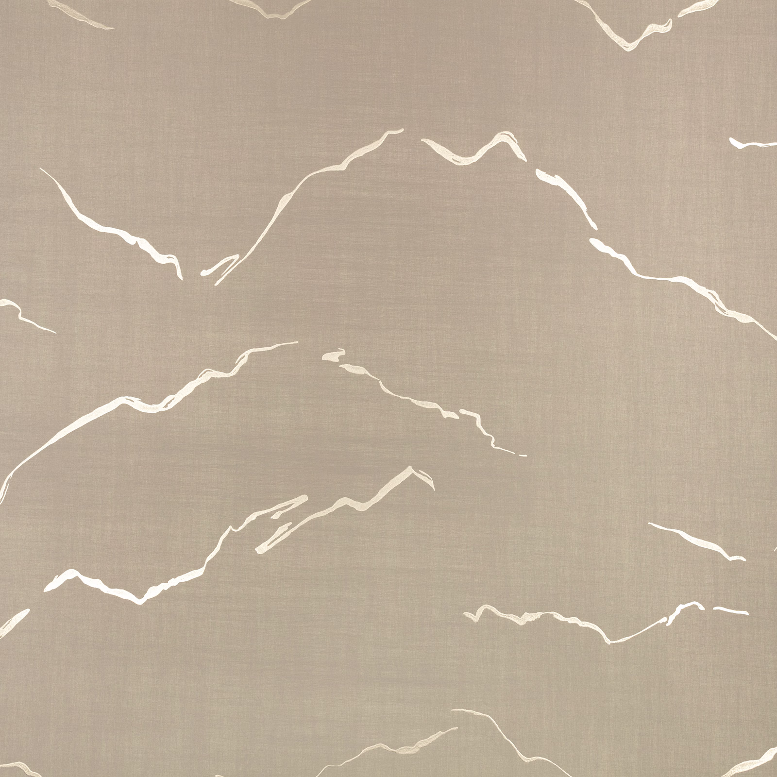 Warm taupe wallpaper with scattered ivory mineral-like lines and fine woven texture
