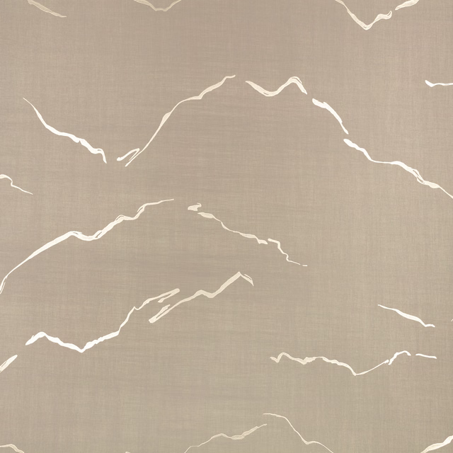 Warm taupe wallpaper with scattered ivory mineral-like lines and fine woven texture