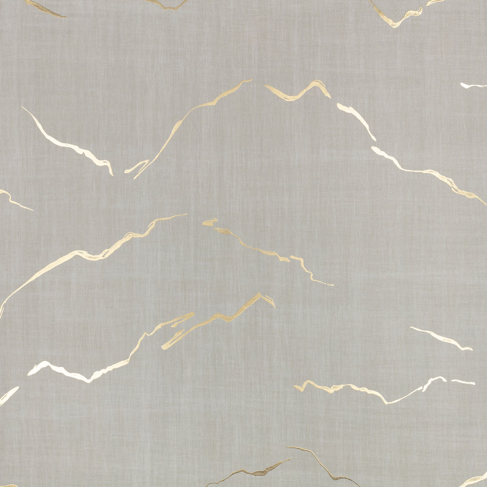 Pale blue-grey wallpaper with ivory and soft-gold drifting line motifs