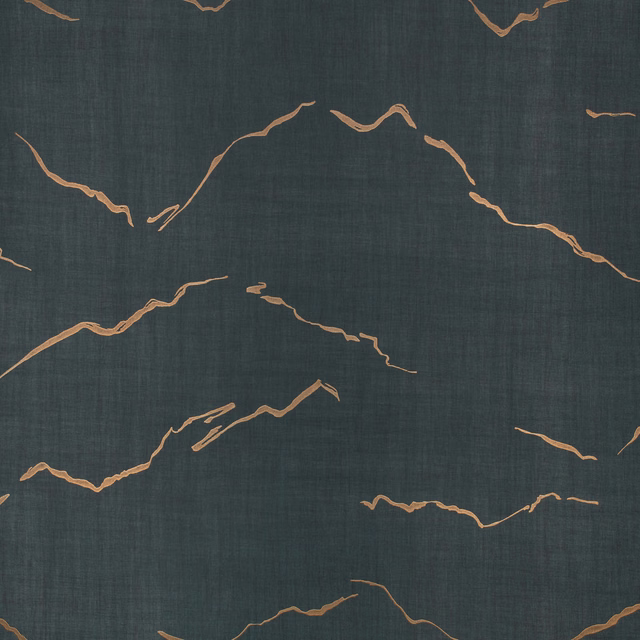 Deep blue-charcoal wallpaper with sparse copper fissure lines and fine vertical texture