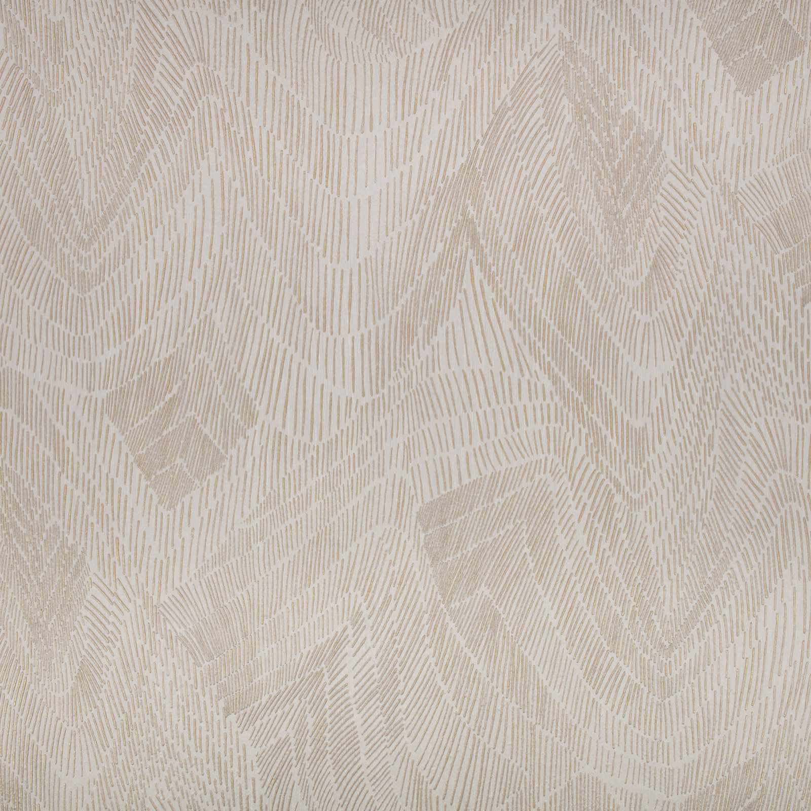 Pale taupe wallpaper showing ivory broken lines in flowing organic waves