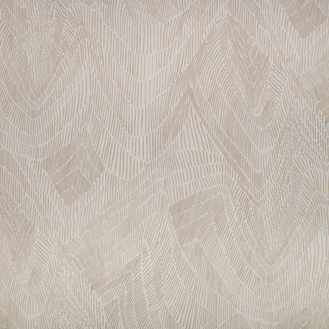 Pale taupe wallpaper showing ivory broken lines in flowing organic waves