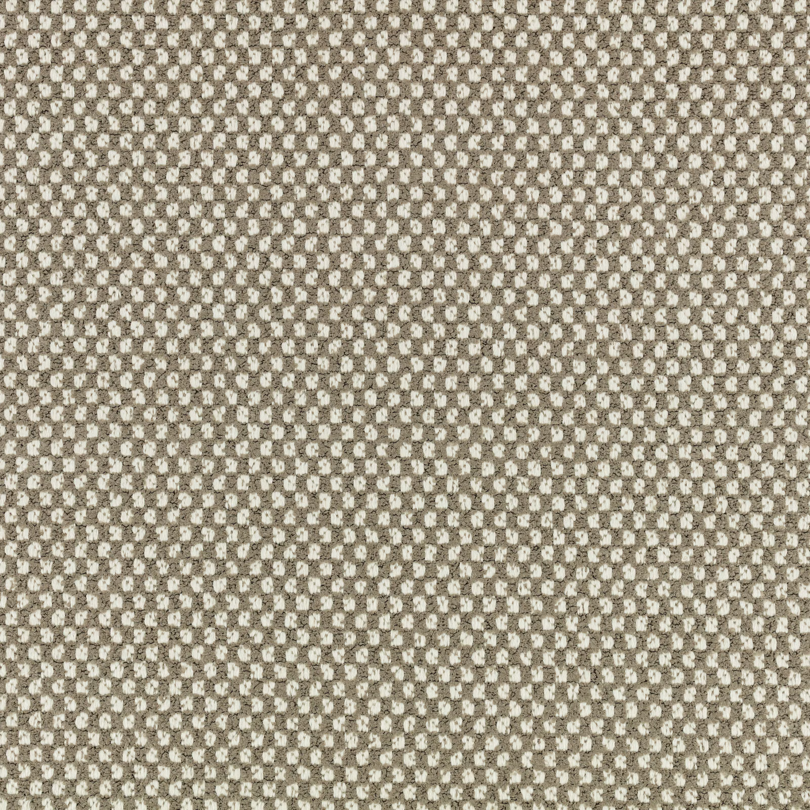Taupe outdoor weave with dense cream geometric flecks and tactile mottled texture