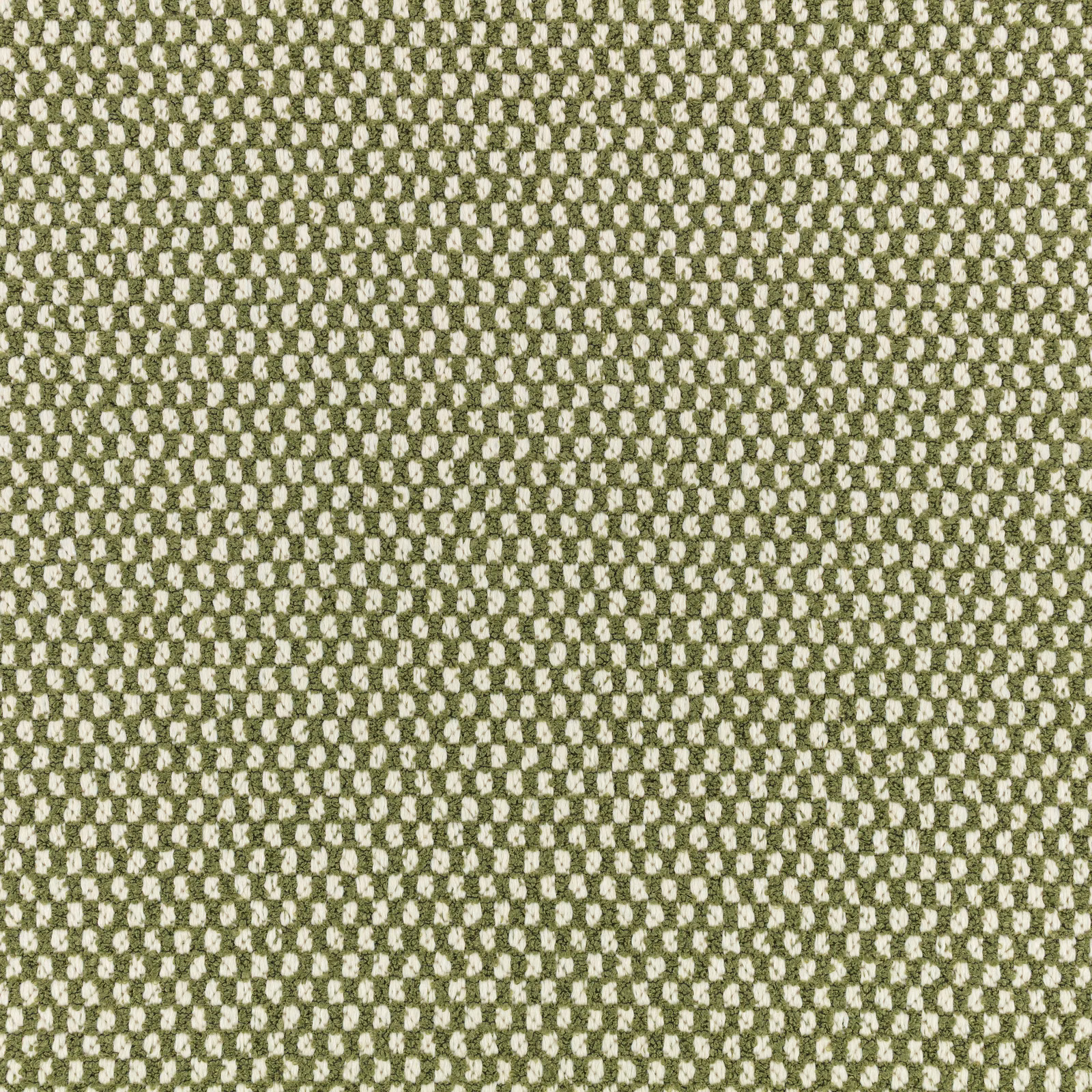 Muted olive green outdoor weave with dense irregular ivory flecks and tactile texture