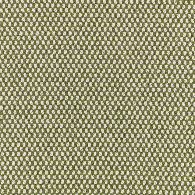 Muted olive green outdoor weave with dense irregular ivory flecks and tactile texture