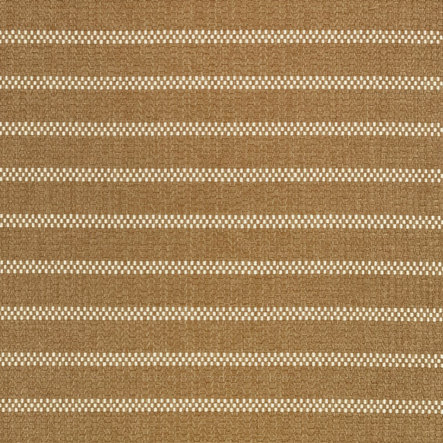 Muted anise-brown woven textile with repeated cream horizontal broken stripes