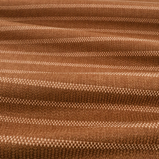 Warm Mehndi-brown outdoor weave with horizontal checks and raised textured bands