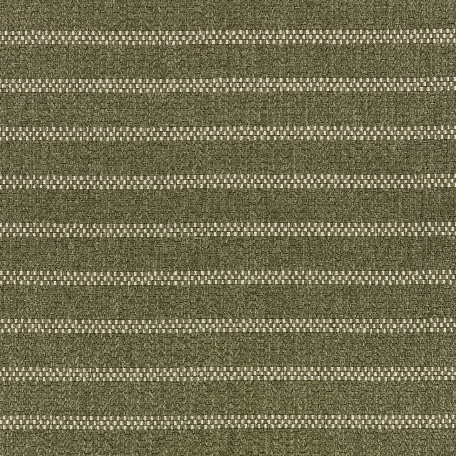 Muted olive outdoor weave with broken pale horizontal stripes and tactile texture