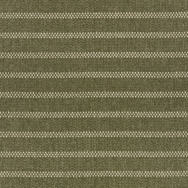 Muted olive outdoor weave with broken pale horizontal stripes and tactile texture