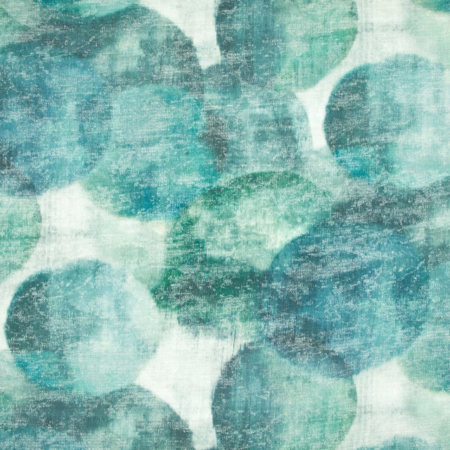 Peacock teal and aqua rounded forms over an ivory textured ground