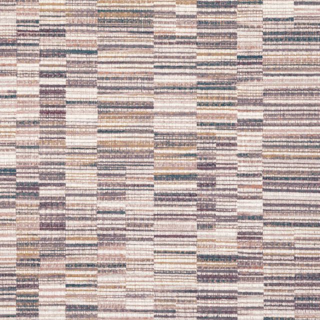 Blush, cream and taupe wallpaper with broken horizontal bands and blue-grey rectangular marks