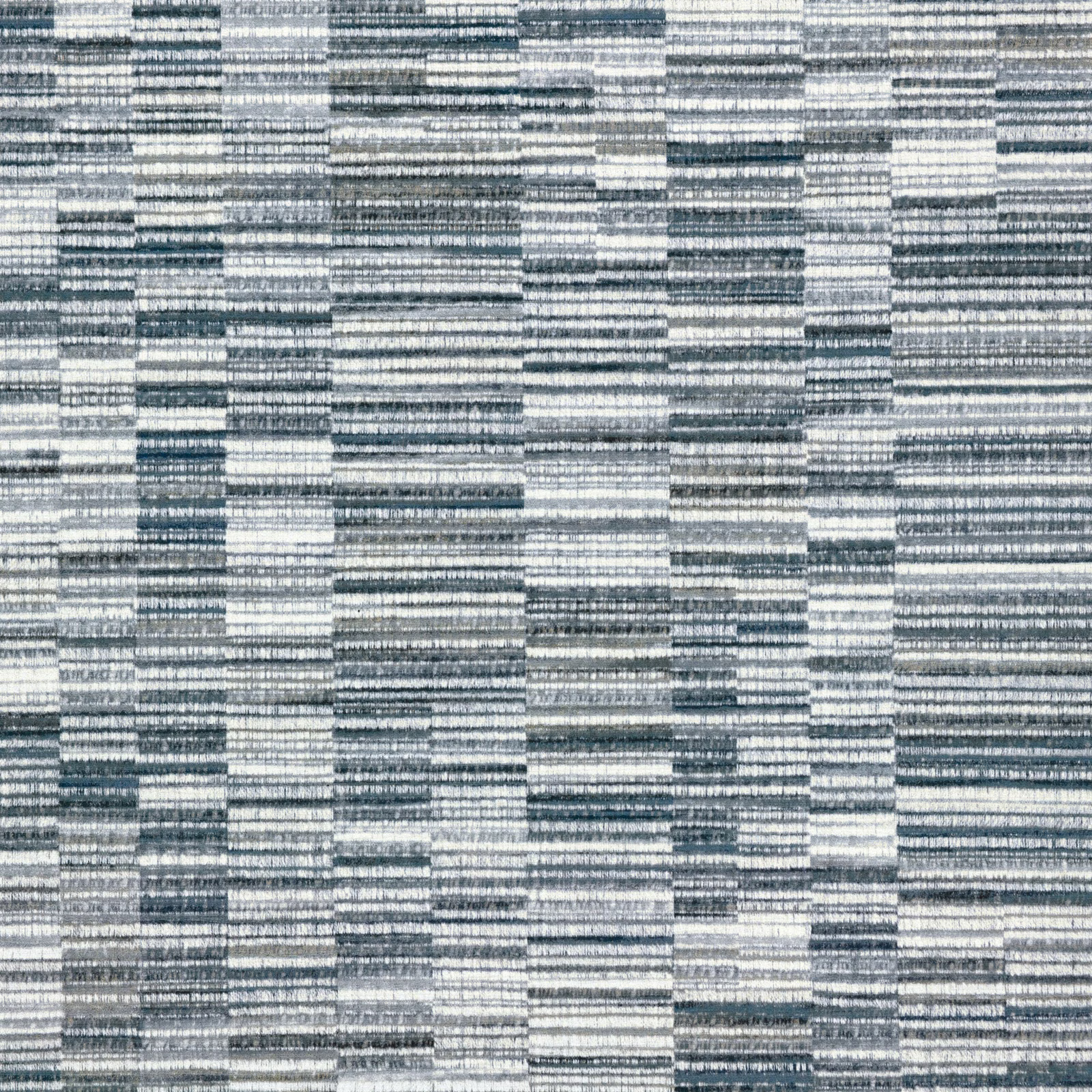 Cool grey wallpaper with charcoal, ivory and blue-grey horizontal block pattern