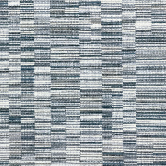 Cool grey wallpaper with charcoal, ivory and blue-grey horizontal block pattern