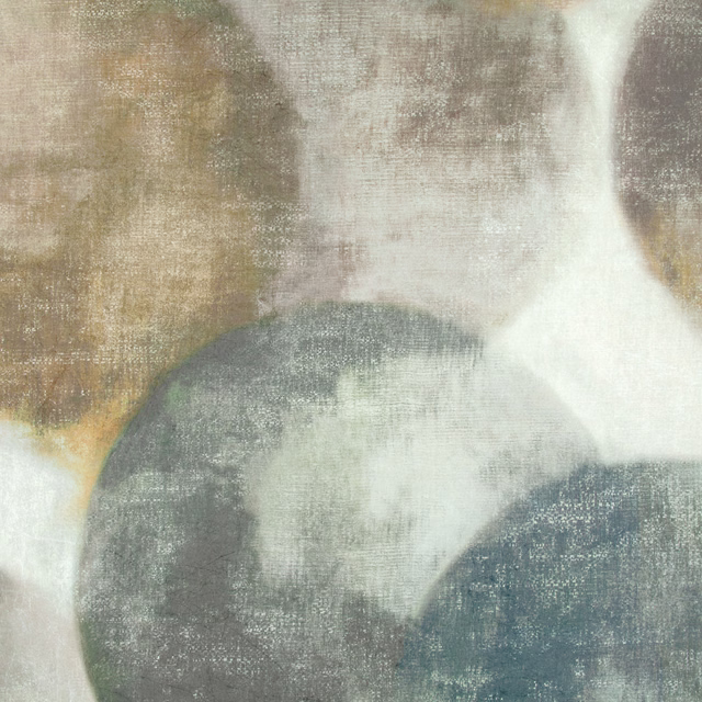 Oxide abstract wallpaper with chalky ivory, taupe and smoky blue-grey forms