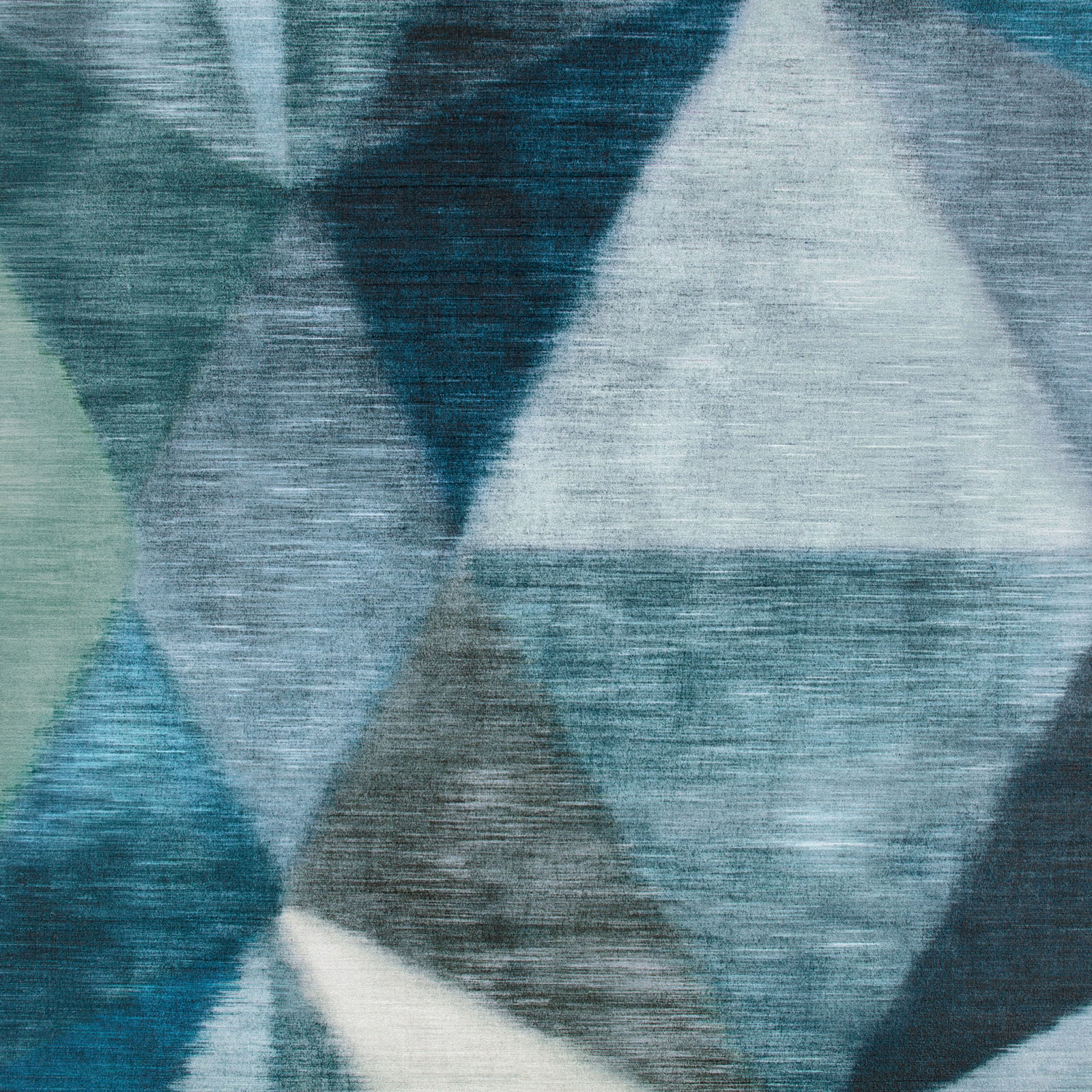 Peacock teal wallpaper with angular pale blue shapes and charcoal brushed striations