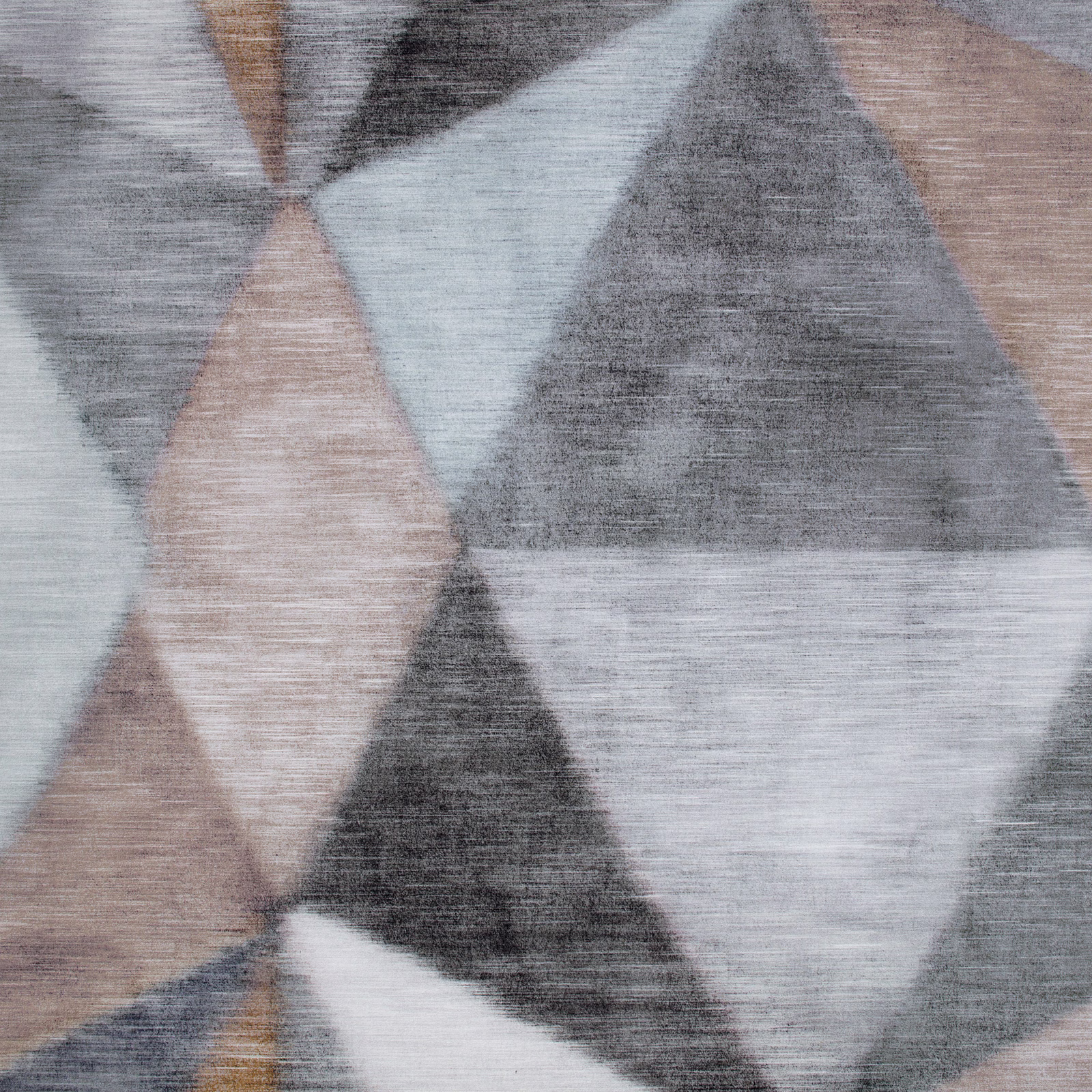 Stone grey geometric wallpaper with pale blue, taupe and charcoal striations