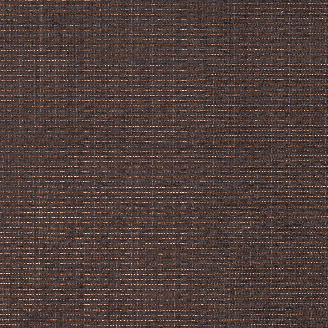 Charcoal-brown woven fabric with fine copper horizontal threads and subtle texture