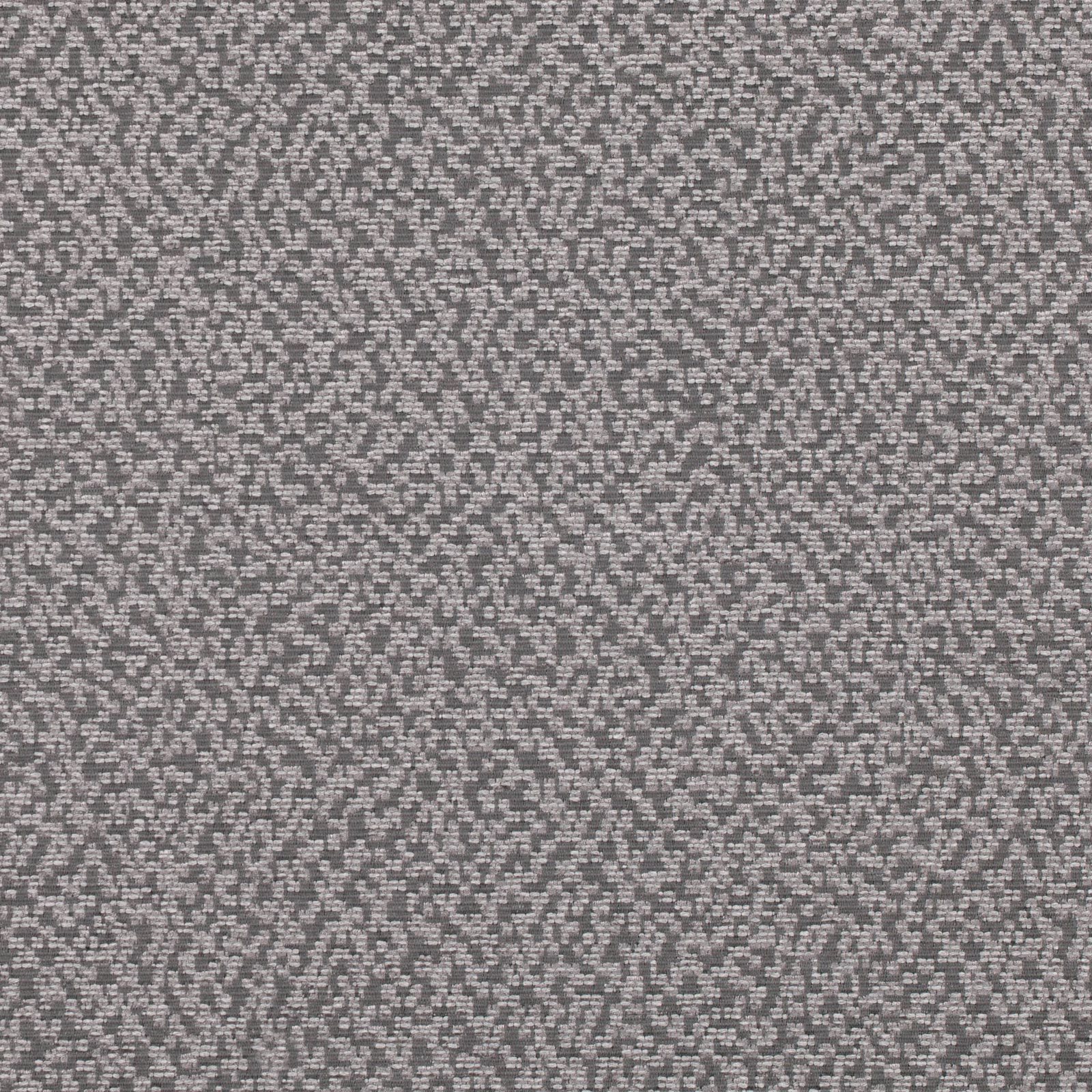 Close view of Pietra French Grey’s small-scale charcoal and silver-grey woven pattern