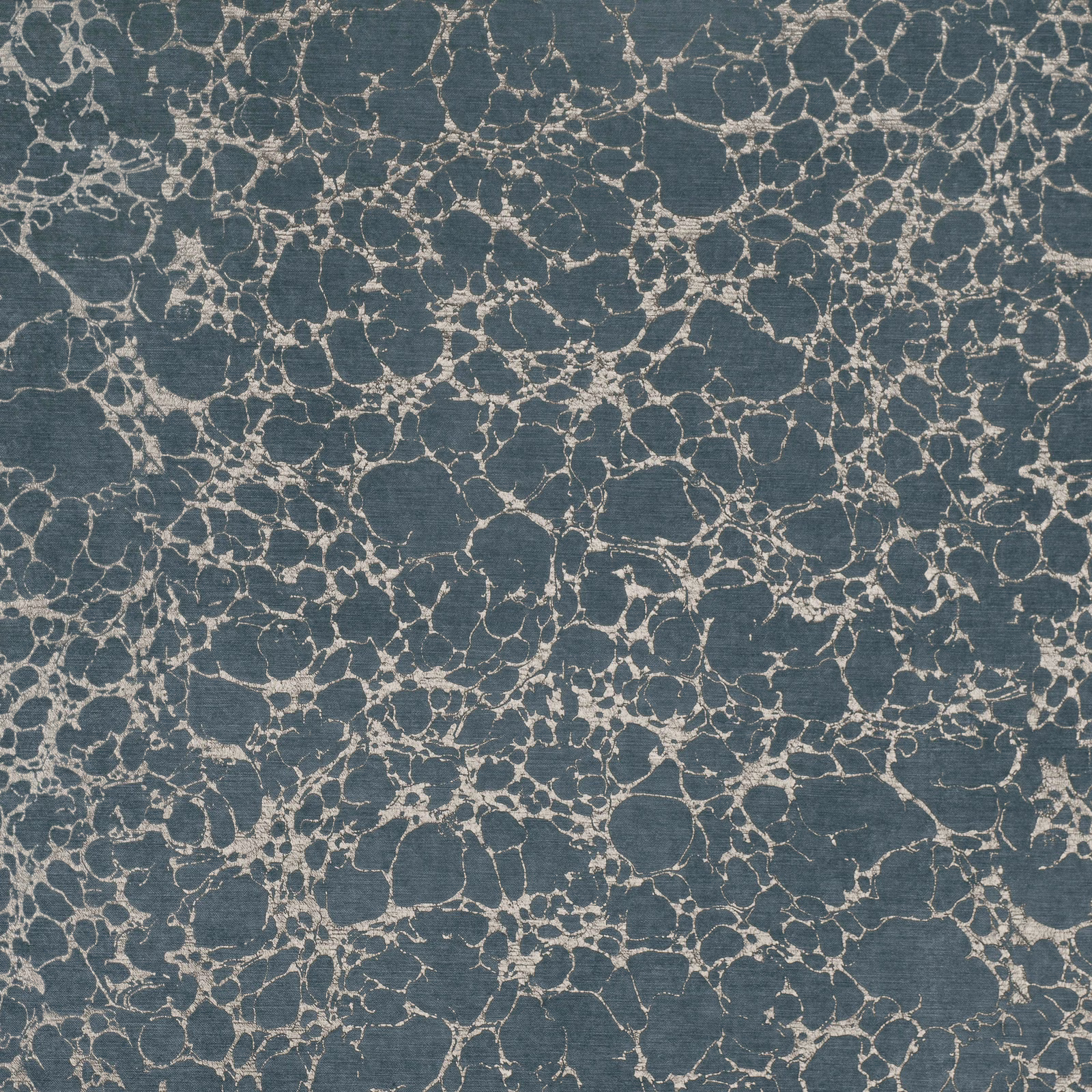 Blue-teal Marmori textile with pale branching mineral cells and fine woven texture