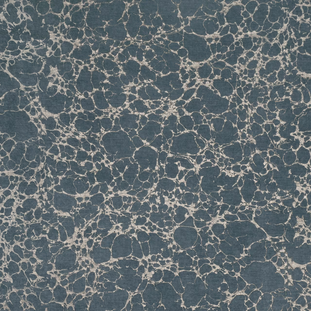 Blue-teal Marmori textile with pale branching mineral cells and fine woven texture