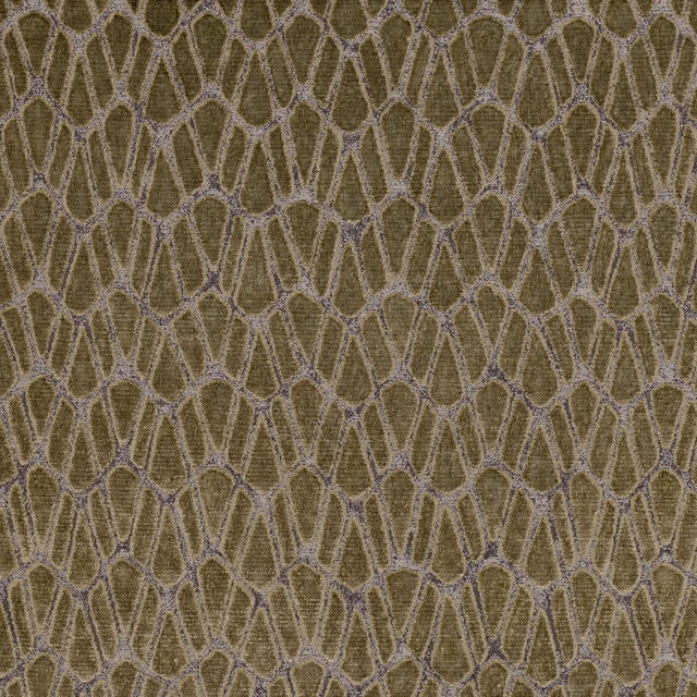 Olive-brown woven fabric with a taupe irregular diamond lattice and nubby texture