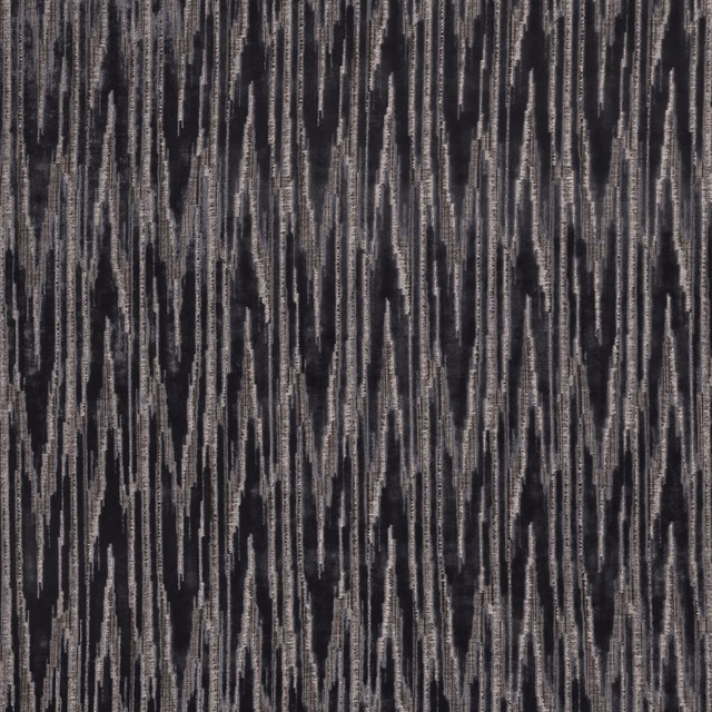 Charcoal textile with broken silver-grey vertical streaks and a visibly tactile weave